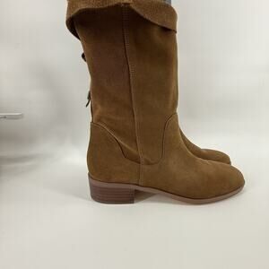 Sole Society Boots Womens 9M Calanth Tobacco Brown Cow Split Suede Mid Calf Boot